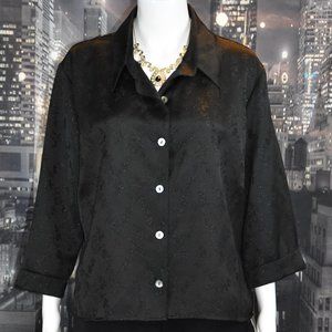 Maxxwear sz 16 Shimmering Black Button Down Blouse NWT